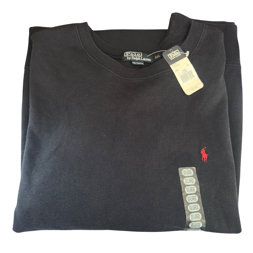 NWT Polo Ralph Lauren Mens Crewneck Sweatshirt Navy Blue 100% Cotton Solid XXL
